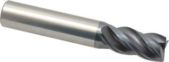 SGS - 1/2", 1" LOC, 1/2" Shank Diam, 3" OAL, 4 Flute, Solid Carbide Square End Mill - Single End, AlTiN Finish, Spiral Flute, Variable° Helix, Right Hand Cut, Right Hand Flute, Series Z1 - Eagle Tool & Supply