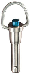 Jergens - 1" Diam, 3" Usable Length, Ring Handle, Push Button Quick Release Pin - 7" Overall Length, Grade 17-4 Stainless Steel, Passivated Finish - Eagle Tool & Supply