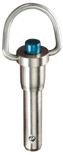 Jergens - 1" Diam, 4" Usable Length, Ring Handle, Push Button Quick Release Pin - 8" Overall Length, Grade 17-4 Stainless Steel, Passivated Finish - Eagle Tool & Supply