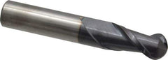 Accupro - 1/2" Diam, 1" LOC, 2 Flute Solid Carbide Ball End Mill - AlTiN Finish, Single End, 3" OAL, 1/2" Shank Diam, Spiral Flute - Eagle Tool & Supply
