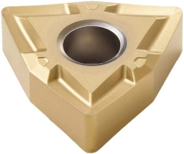Seco - WNMP331 MF1 Grade CP200 Carbide Turning Insert - TiAlN/TiN Finish, 80° Trigon, 3/8" Inscr Circle, 3/16" Thick, 1/64" Corner Radius - Eagle Tool & Supply