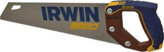 Irwin - 15" High Carbon Steel Blade Carpenter Saw - Wood Handle, ProTouch Handle over Hardwood, 18-1/2" OAL - Eagle Tool & Supply