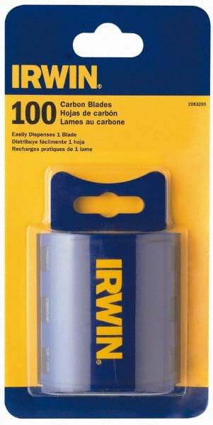 Irwin - 100 Piece Steel Utility Knife Blade - 2-3/8" OAL, 0.024" Blade Thickness - Eagle Tool & Supply