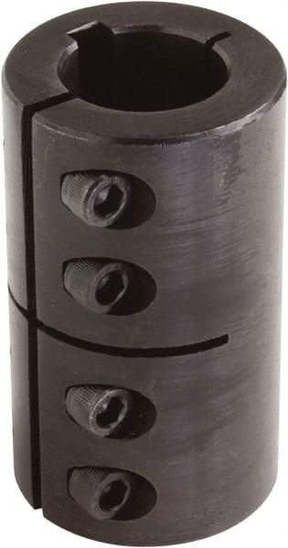 Climax Metal Products - 5/8" Inside x 1-5/16" Outside Diam, One Piece Split Clamping Collar with Keyway - 2" Long x 3/16" Keyway Width x 3/32" Keyway Depth - Eagle Tool & Supply