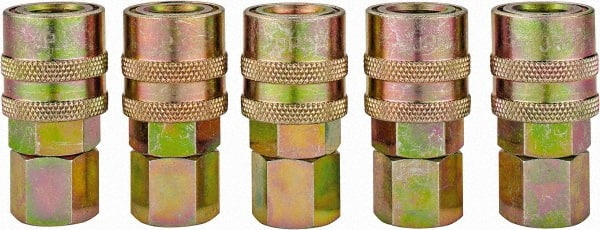 Value Collection - 5 Piece 1/4" Body 1/4 NPT 215 psi Steel Industrial Pneumatic Coupling Plug Set - Eagle Tool & Supply