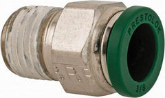 Parker - 3/8" Outside Diam, 1/4 NPTF, Nickel Plated Brass Push-to-Connect Tube Male Connector - 300 Max psi, Tube to Male NPT Connection, Buna-N O-Ring - Eagle Tool & Supply
