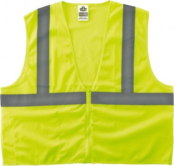 Ergodyne - Size L/XL High Visibility Lime Mesh General Purpose Vest - 44 to 52" Chest, ANSI/ISEA 107, Zipper Closure, 1 Pocket, Polyester - Eagle Tool & Supply