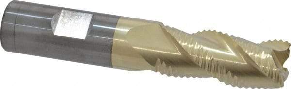 ProMax - 3/4" Diam, Coarse Pitch, 1-5/8" LOC, 3 Flute Solid Carbide 0.055-0.065" Corner Radius Roughing End Mill - ZrN Finish, 4" OAL, 3/4" Shank Diam, Single End, Centercutting, 40° Helix - Eagle Tool & Supply