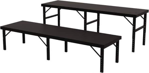 Valley Craft - 34 Wide x 120" Deep x 28" High, Steel Work Table - 14 Gauge Stainless Steel Top, Adjustable Height Legs, Gray - Eagle Tool & Supply