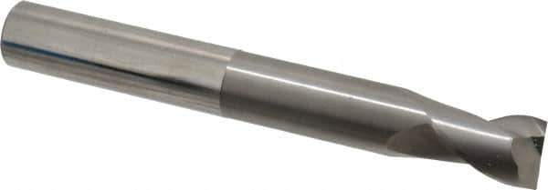 SGS - 3/4", 1" LOC, 3/4" Shank Diam, 6" OAL, 2 Flute, Solid Carbide Square End Mill - Single End, Uncoated, Spiral Flute, 35° Helix, Centercutting, Right Hand Cut, Right Hand Flute, Series 47E - Eagle Tool & Supply