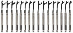 Moody Tools - 16 Piece, 5/64" to 5/16" (2.5mm to 7mm), Open End Wrench Set - Inch/Metric Measurement Standard, Black Oxide Finish, Comes in Canvas Roll - Eagle Tool & Supply