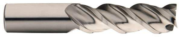 Minicut International - 5/8", 3 Flute, Single End, Powdered Metal, Corner Chamfer End Mill - 3-3/4" OAL, 43.5° Helix, Right Hand Flute, 1-5/8" LOC, Right Hand Cut - Eagle Tool & Supply
