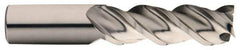 Minicut International - 5/8", 3 Flute, Single End, Powdered Metal, Corner Chamfer End Mill - 3-3/4" OAL, 43.5° Helix, Right Hand Flute, 1-5/8" LOC, Right Hand Cut - Eagle Tool & Supply