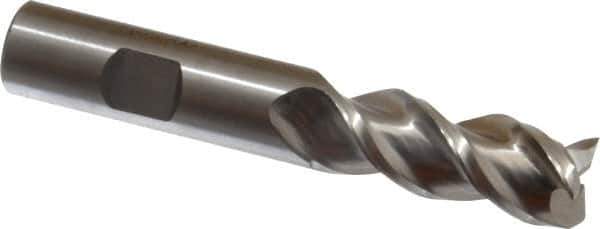 Minicut International - 5/8", 3 Flute, Single End, Powdered Metal, Corner Chamfer End Mill - 3-3/4" OAL, 43.5° Helix, Right Hand Flute, 1-5/8" LOC, Right Hand Cut - Eagle Tool & Supply