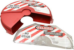 Master Lock - 8 to 13 Inch Valve Handle Size, Xenoy Rotating Gate Valve Wheel Lockout - 5/16 Inch Max Shackle Diameter, Red - Eagle Tool & Supply