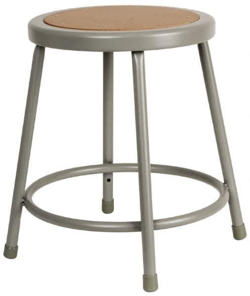 NPS - 18 Inch High, Stationary Fixed Height Stool - 14 Inch Deep x 14 Inch Wide, Hardboard Seat, Gray and Brown - Eagle Tool & Supply