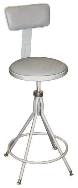 NPS - 16.8" Wide x 16.8" Deep x 24 to 28" High, Fixed Base, Adjustable Height Swivel Stool - Vinyl Seat, Gray - Eagle Tool & Supply