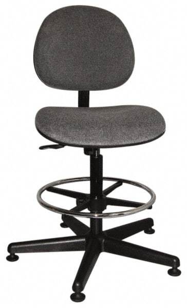 Bevco - Swivel Stool - 18" Wide x 18" Deep, Woven Fabric Seat, Gray - Eagle Tool & Supply