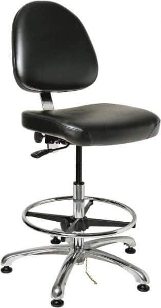 Bevco - ESD Swivel Stool with Back Rest - 20" Wide x 18" Deep, Vinyl Seat, Black - Eagle Tool & Supply