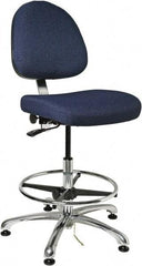 Bevco - ESD Swivel Stool with Back Rest - 20" Wide x 18" Deep, Fabric Mesh Seat, Navy - Eagle Tool & Supply