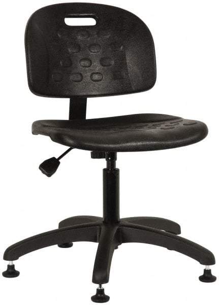 Made in USA - Adjustable Chair - 19-1/4" Wide x 17-1/4" Deep, Polyurethane Seat, Black - Eagle Tool & Supply