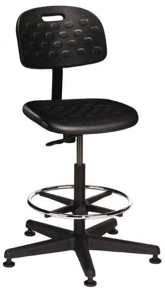 Made in USA - 22 to 32" High Swivel Stool - 18" Wide x 17-1/4" Deep, Polyurethane Seat, Black - Eagle Tool & Supply