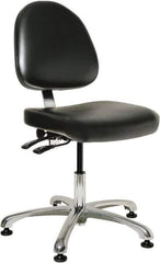 Bevco - Pneumatic Height Adjustable Chair - 20" Wide x 18" Deep, Vinyl Seat, Black - Eagle Tool & Supply