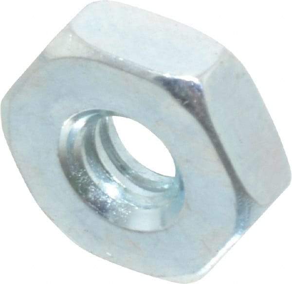 Value Collection - #6-32 UNC Steel Right Hand Hex Nut - 5/16" Across Flats, 7/64" High, Zinc-Plated Finish - Eagle Tool & Supply