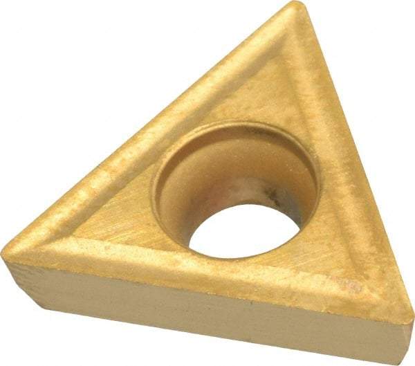 Interstate - TPGT32.51 Grade TCN55 Carbide Turning Insert - TiN Finish, 60° Triangle, 3/8" Inscr Circle, 5/32" Thick, 1/64" Corner Radius - Eagle Tool & Supply