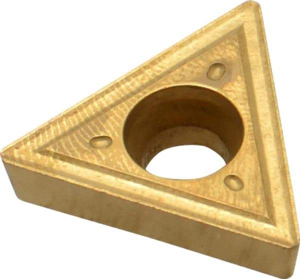 Interstate - TPGT432 Grade TCN55 Carbide Turning Insert - TiN Finish, 60° Triangle, 1/2" Inscr Circle, 3/16" Thick, 1/32" Corner Radius - Eagle Tool & Supply