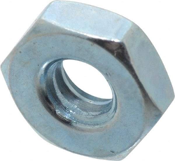 Value Collection - #10-24 UNC Steel Right Hand Hex Nut - 3/8" Across Flats, 1/8" High, Zinc-Plated Finish - Eagle Tool & Supply