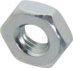 Value Collection - #10-32 UNF Steel Right Hand Machine Screw Hex Nut - 3/8" Across Flats, 1/8" High, Zinc-Plated Finish - Eagle Tool & Supply