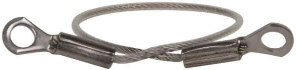 Made in USA - 6" Long, Stainless Steel Cable Eye & Eye End, Quick Release Pin Lanyard - 3/64" Cable Diam, 3/16" Hole Diam, Nylon Cable - Eagle Tool & Supply