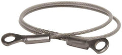 Made in USA - 12" Long, Stainless Steel Cable Eye & Eye End, Quick Release Pin Lanyard - 3/64" Cable Diam, 3/16" Hole Diam, Nylon Cable - Eagle Tool & Supply