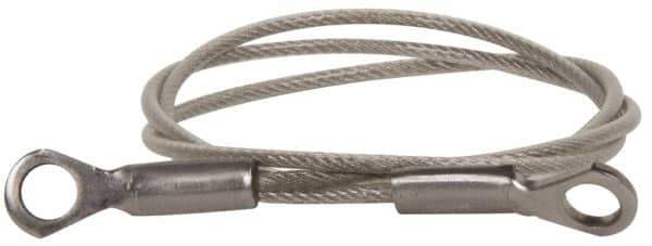 Made in USA - 18" Long, Stainless Steel Cable Eye & Eye End, Quick Release Pin Lanyard - 3/64" Cable Diam, 3/16" Hole Diam, Nylon Cable - Eagle Tool & Supply