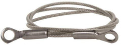 Made in USA - 18" Long, Stainless Steel Cable Eye & Eye End, Quick Release Pin Lanyard - 3/64" Cable Diam, 3/16" Hole Diam, Nylon Cable - Eagle Tool & Supply