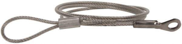 Made in USA - 12" Long, Stainless Steel Cable Loop & Eye End, Quick Release Pin Lanyard - 3/64" Cable Diam, 3/16" Hole Diam, Nylon Cable - Eagle Tool & Supply