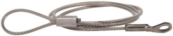 Made in USA - 18" Long, Stainless Steel Cable Loop & Eye End, Quick Release Pin Lanyard - 3/64" Cable Diam, 3/16" Hole Diam, Nylon Cable - Eagle Tool & Supply