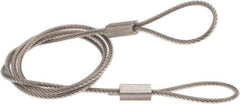 Made in USA - 18" Long, Stainless Steel Cable Loop & Loop End, Quick Release Pin Lanyard - 3/64" Cable Diam, Nylon Cable - Eagle Tool & Supply