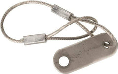 Made in USA - 6" Long, Stainless Steel Cable Loop & Tab with Hole End, Quick Release Pin Lanyard - 3/64" Cable Diam, 13/64" Hole Diam, Nylon Cable - Eagle Tool & Supply