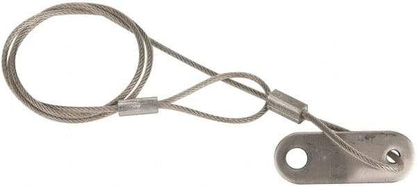 Made in USA - 18" Long, Stainless Steel Cable Loop & Tab with Hole End, Quick Release Pin Lanyard - 3/64" Cable Diam, 13/64" Hole Diam, Nylon Cable - Eagle Tool & Supply
