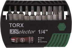 Wiha - 10 Piece, 1/4" Drive Screwdriver Torx Insert Bit Set - T7 to T40 Torx - Eagle Tool & Supply