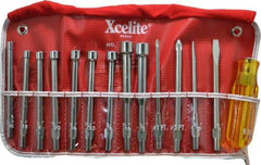 Xcelite - 14 Piece, 3/16 to 1/2" Nut Driver & Screwdriver Set - Hollow Shaft, Plastic Handle - Eagle Tool & Supply