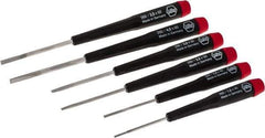 Wiha - 6 Piece Slotted Screwdriver Set - Round Shank, Ergonomic Handle - Eagle Tool & Supply