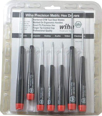 Wiha - 7 Piece, 0.71 to 3mm Precision Hex Driver Set - Comes in Display Box - Eagle Tool & Supply