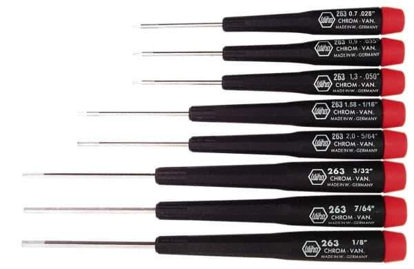 Wiha - 8 Piece Hex Key Set - Hex Range 0.028 to 1/8" - Eagle Tool & Supply