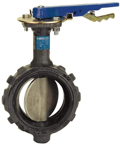 NIBCO - 6" Pipe, Wafer Butterfly Valve - Lever Handle, Ductile Iron Body, EPDM Seat, 250 WOG, Stainless Steel (CF8M) Disc, Stainless Steel Stem - Eagle Tool & Supply
