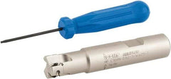 Iscar - 5/8" Cut Diam, 0.303" Max Depth of Cut, 5/8" Shank Diam, 3-1/4" OAL, Indexable Square Shoulder End Mill - HP AN.. 0702.. Inserts, Weldon Shank, 90° Lead Angle, Series Heliplus - Eagle Tool & Supply