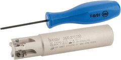 Iscar - 3/4" Cut Diam, 0.303" Max Depth of Cut, 3/4" Shank Diam, 3-1/2" OAL, Indexable Square Shoulder End Mill - HP AN.. 0702.. Inserts, Weldon Shank, 90° Lead Angle, Series Heliplus - Eagle Tool & Supply