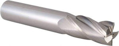 Made in USA - 1/2", 1" LOC, 1/2" Shank Diam, 3" OAL, 4 Flute, Solid Carbide Square End Mill - Single End, Uncoated, Spiral Flute, 30° Helix, Right Hand Cut, Right Hand Flute - Eagle Tool & Supply